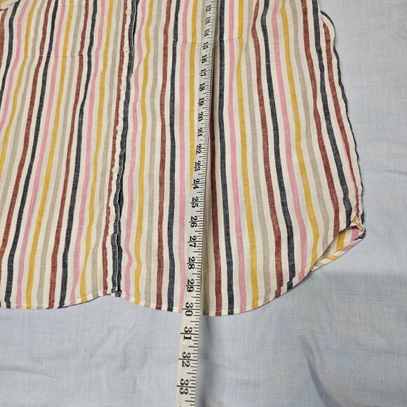 Boden Button Up Striped Top Blouse Shirt Women Size 16/18R Multicolor Linen - Picture 12 of 13